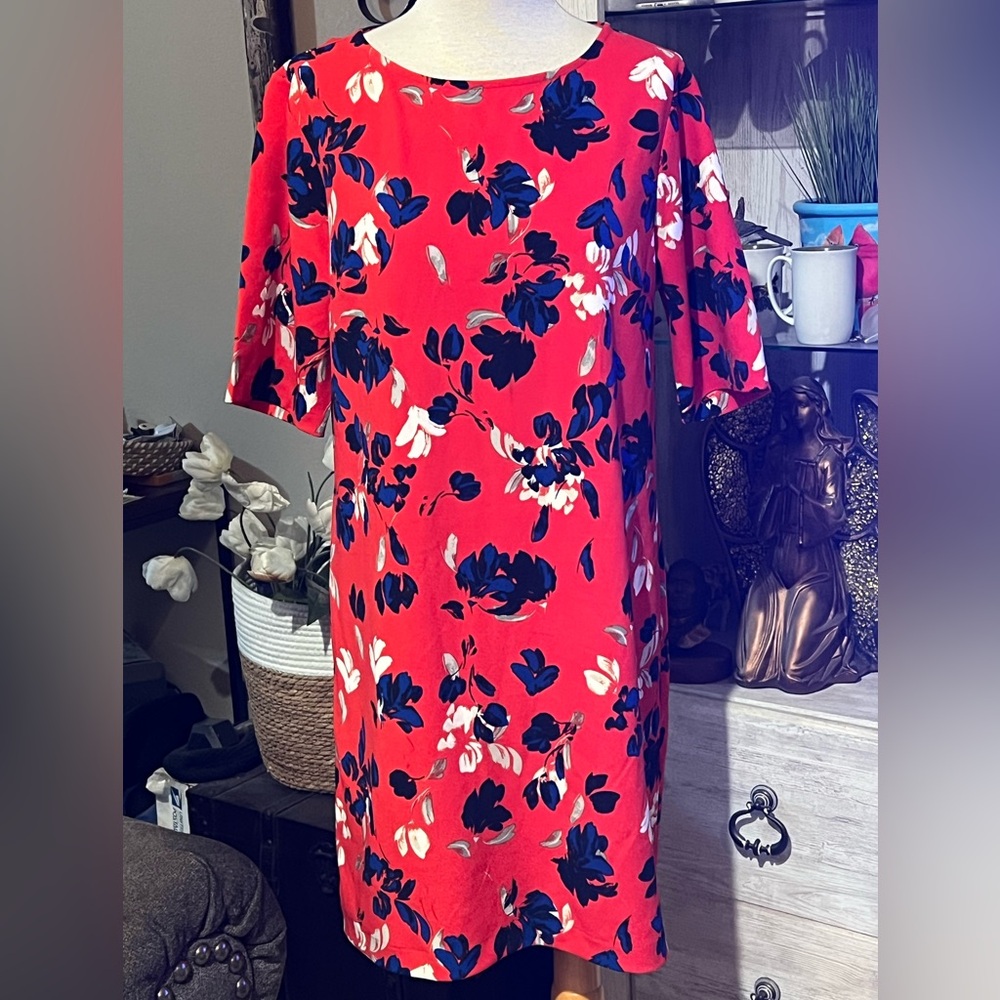 Banana Republic Red Floral Midi Dress size 10
